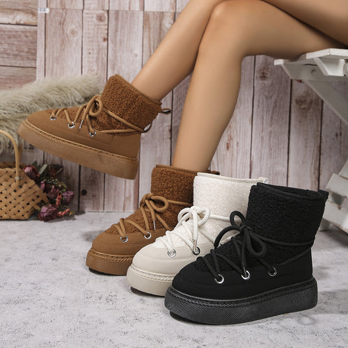 Damen Gefütterte Plateau-Schnürboots mit Teddyfutter und dicker Profilsohle – Lioré