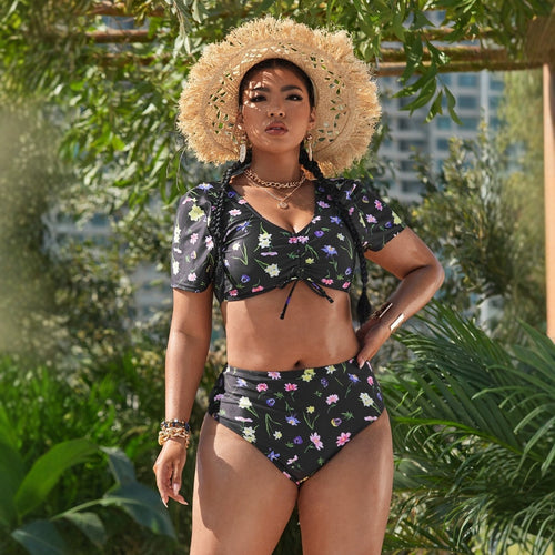 Damen Bikini-Set mit romantischen Rüschendetails und floralem Muster Echo Archiv