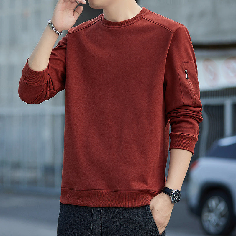 Herren Minimalistisches Sweatshirt mit Raglanärmeln und Reißverschluss-Ärmeltasche Echo Archiv
