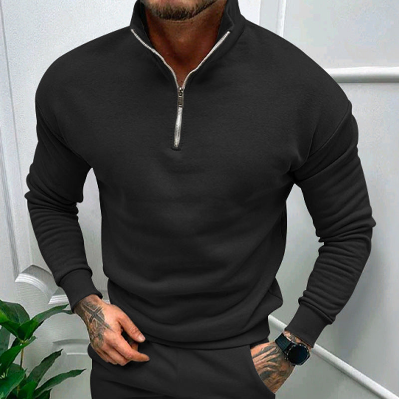 Herren Sweatshirt mit halbem Reißverschluss und elastischen Bündchen Echoarchiv