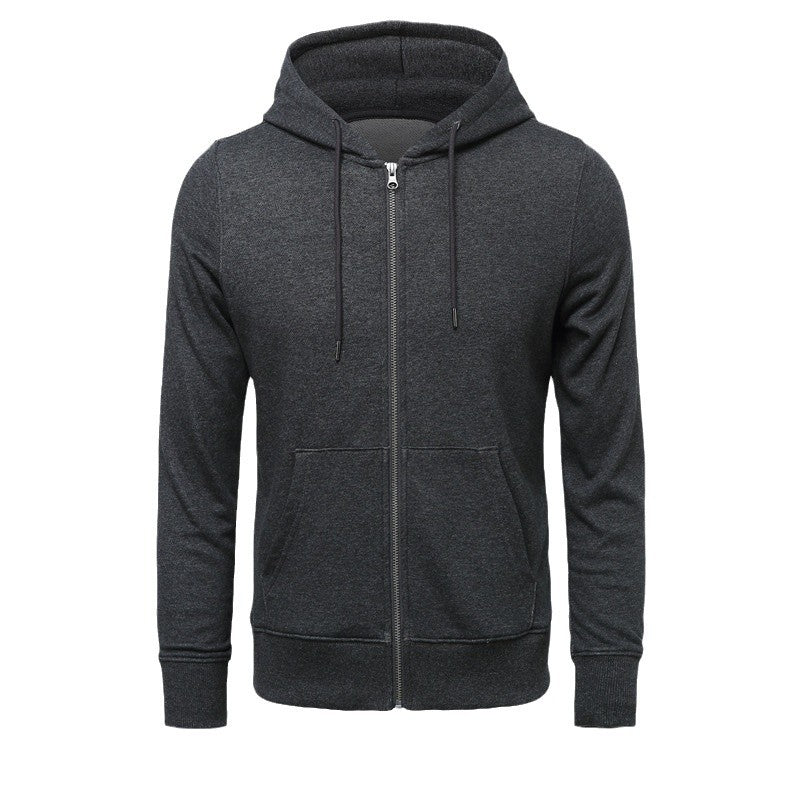 Herren schmal geschnittener Zip-Hoodie mit Metall-Reißverschluss, doppellagiger Kapuze und Kängurutasche – Cavarno