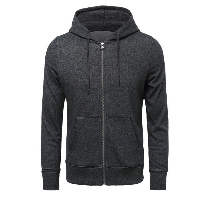 Herren schmal geschnittener Zip-Hoodie mit Metall-Reißverschluss, doppellagiger Kapuze und Kängurutasche – Cavarno