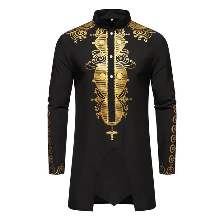 Herren Lange Tunika mit Stehkragen und goldverziertem Ornament Echo Archiv