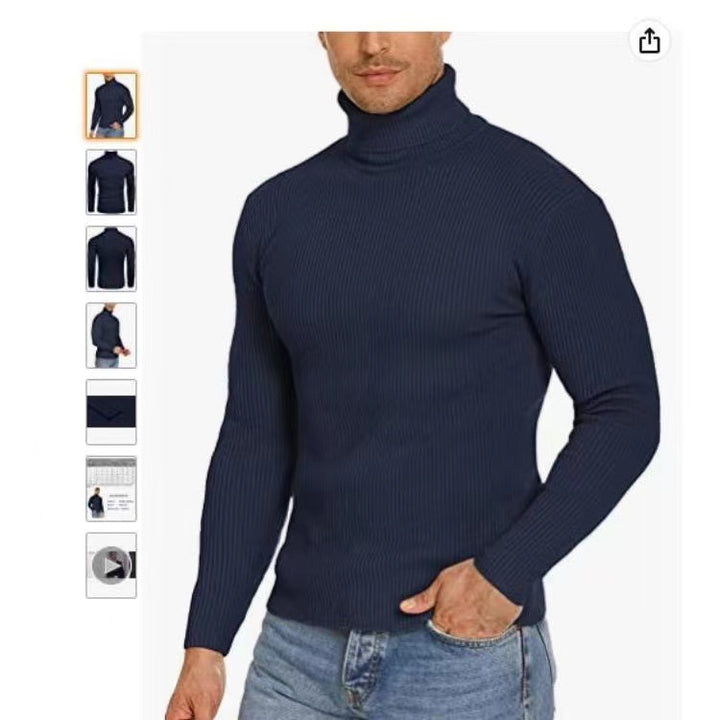 Herren Stehkragen Pullover aus ribbeltem Strick Echoarchiv