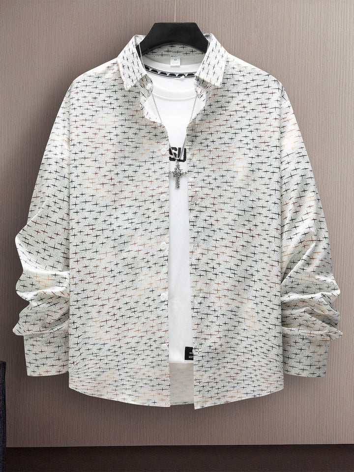 Herren modernes Casual-Hemd mit starkem Muster Echoarchiv