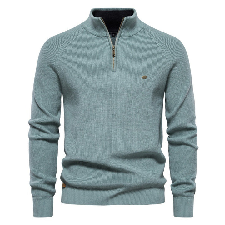 Herren Strickpullover mit halbem Reißverschluss und sportlichen Details Echoarchiv