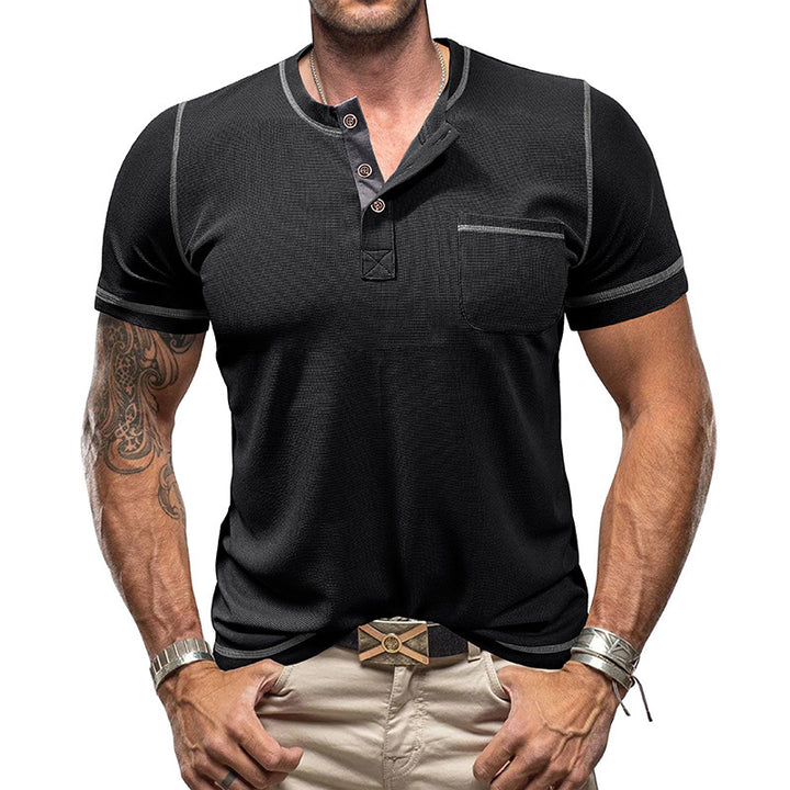 Herren Kurzarmshirt mit modischem Henley-Kragen Echoarchiv