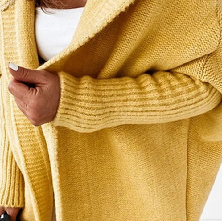Damen Longline Kapuzen-Strickcardigan mit offener Front – Veloura