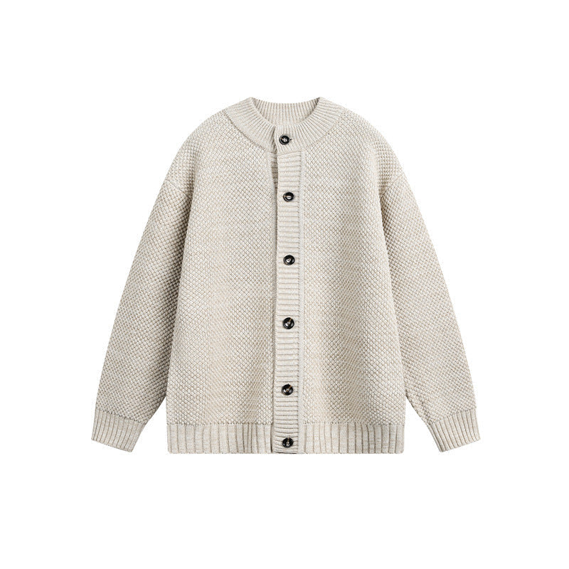 Damen Strukturiertes Oversize-Strickcardigan mit Rundhals und durchgehender Knopfleiste Echoarchiv