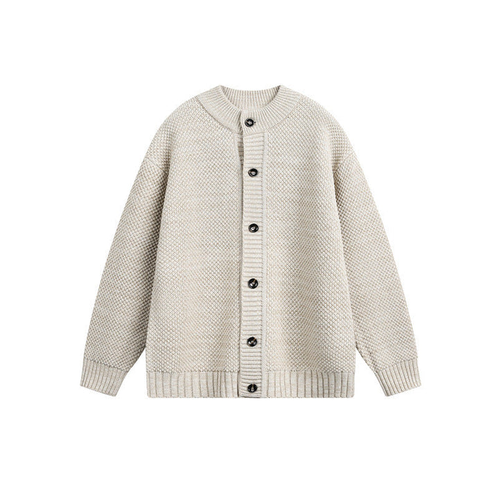 Damen Strukturiertes Oversize-Strickcardigan mit Rundhals und durchgehender Knopfleiste Echoarchiv