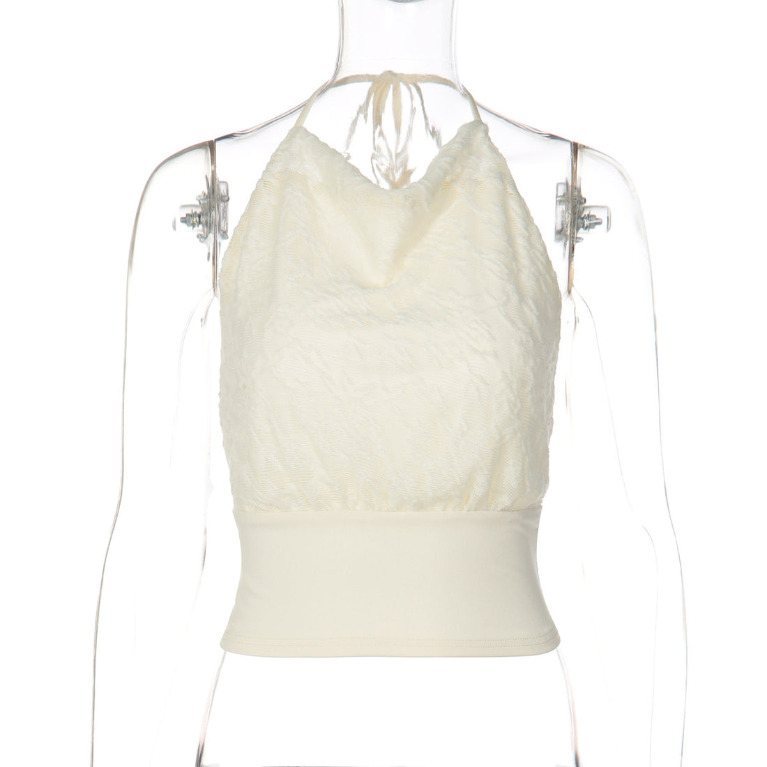 Damen Halter-Top mit raffiniertem Stoffmix – Orélia