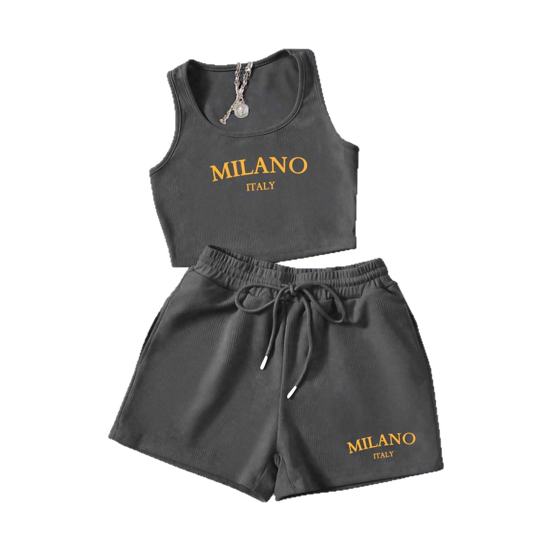 Damen Sportliches Zweiteiler Set mit Top und Shorts Echo Archiv