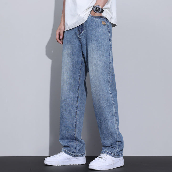 Herren Weite Straight‑Leg Denim-Jeans mit Vintage-Wash und lockerer Passform Echoarchiv