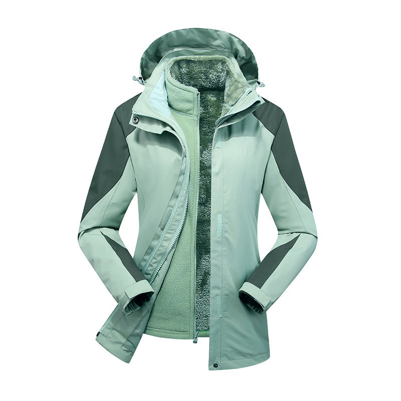 Damen zweilagige Softshelljacke mit herausnehmbarer Teddyfleece-Innenjacke und verstellbarer Kapuze Echoarchiv