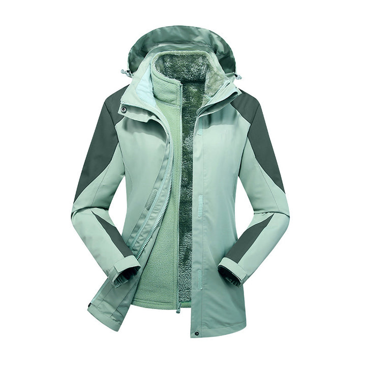 Damen zweilagige Softshelljacke mit herausnehmbarer Teddyfleece-Innenjacke und verstellbarer Kapuze Echoarchiv