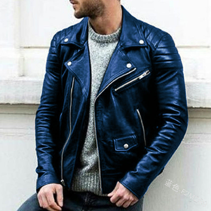 Herren Biker-Lederjacke mit asymmetrischem Reißverschluss und gesteppter Schulterpartie Echo Archiv