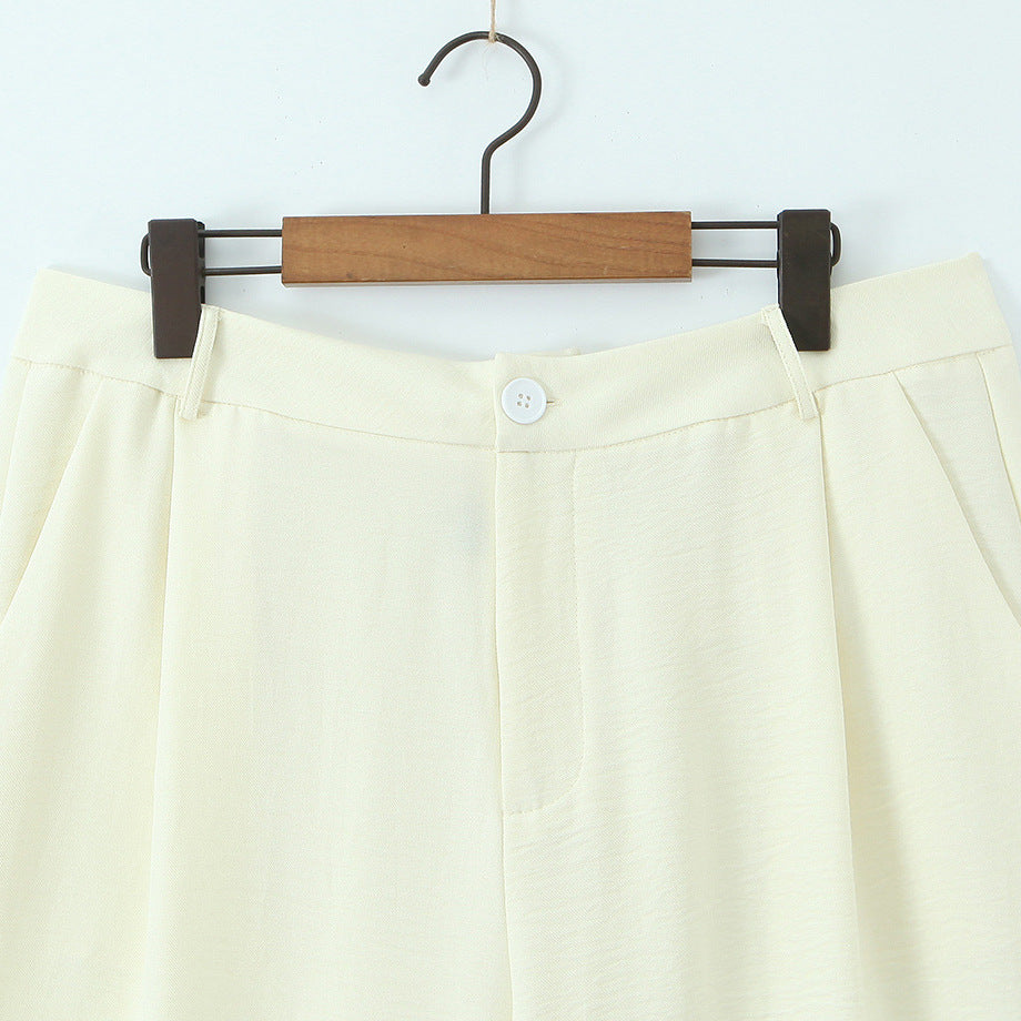 Damen Hochtaillierte leichte Palazzo-Hose mit weitem Bein und vorderer Bundfalte Echoarchiv