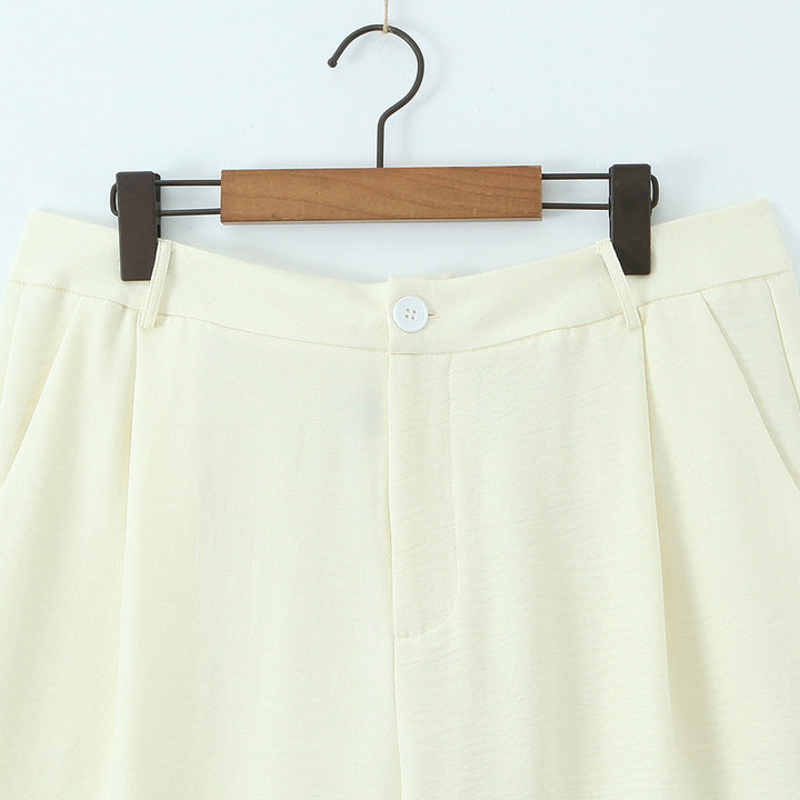 Damen Hochtaillierte leichte Palazzo-Hose mit weitem Bein und vorderer Bundfalte Echoarchiv