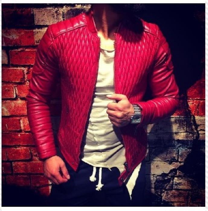 Herren elegante Kunstlederjacke mit strukturiertem Obermaterial Echoarchiv
