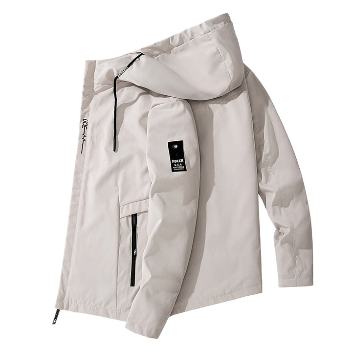 Herren Leichte wasserabweisende Tech-Hoodiejacke mit Kapuze, Reißverschlusstaschen und verstellbarem Saum Echo Archiv
