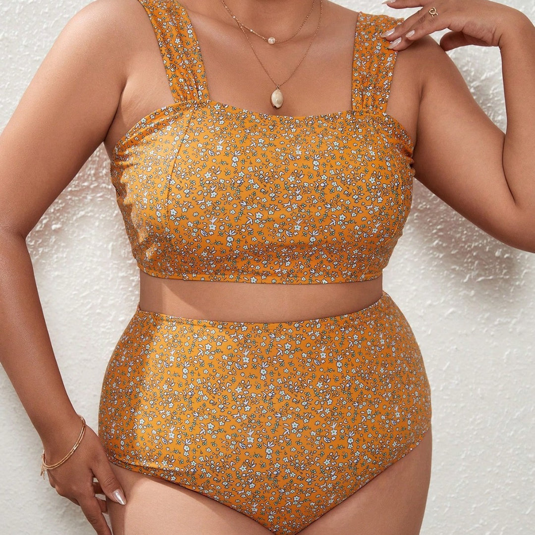 Damen Hochtailliertes Bikini-Set mit floralem Design und breiten Trägern Echo Archiv