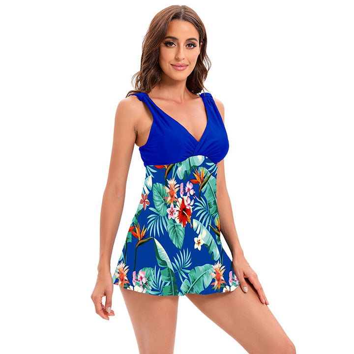 Damen Badeset mit elegantem Wickelausschnitt und floralem Rock Echo Archiv