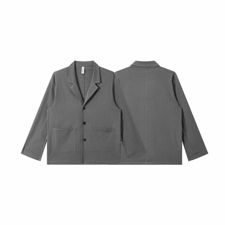 Herren Leichtes Struktur-Overshirt mit Reverskragen, Knopfleiste und aufgesetzten Taschen Echoarchiv