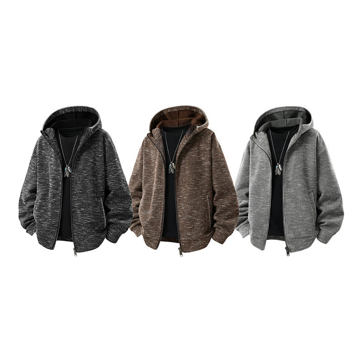 Herren Gepolsterte Strickoptik‑Kapuzenjacke mit Thermofutter und Zwei‑Wege‑Reißverschluss Echo Archiv