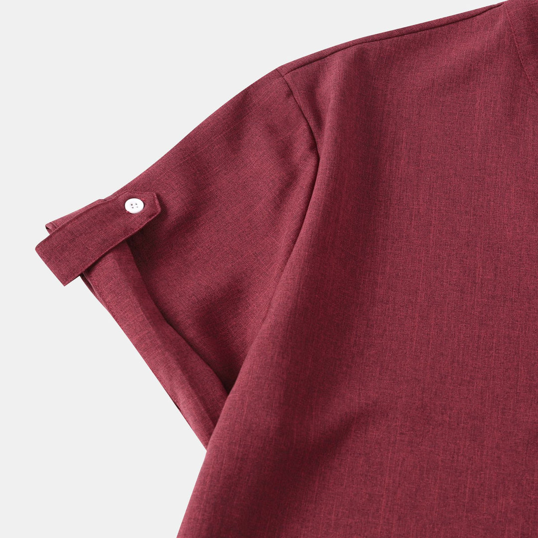 Herren Kurzarm-Hemd mit innovativem Henley-Kragen und lässigem Design Echoarchiv