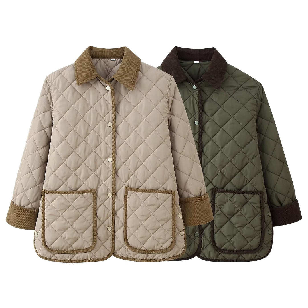 Damen Steppjacke mit Kordkragen, Pattentaschen und Druckknopfverschluss Echo Archiv