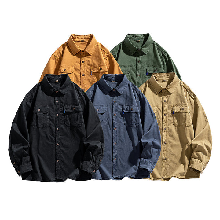 Herren Overshirt aus robustem Baumwoll-Twill mit Pattentaschen und durchgehender Knopfleiste Echo Archiv