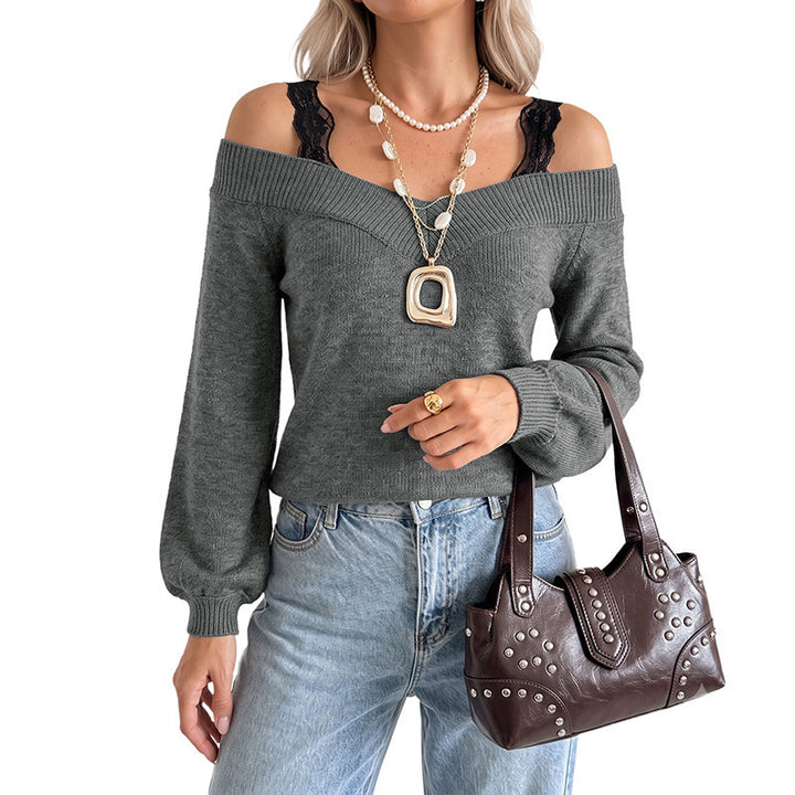 Damen Eleganter Off-Shoulder Pullover Echo Archiv