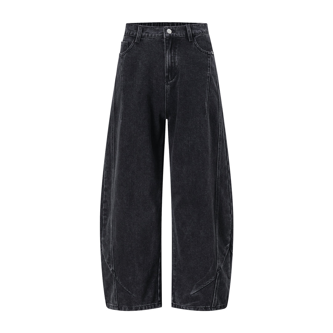 Damen Weite Cropped-Jeanshose mit hohem Bund, markanten Naht-Panels und ballonförmigem Bein Echo Archiv
