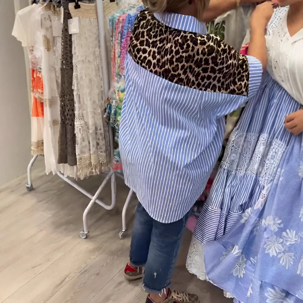 Damen nan weit geschnittene Poncho-Tunika mit Leoprint und dekorativen Flamingo-Applikationen Echo Archiv