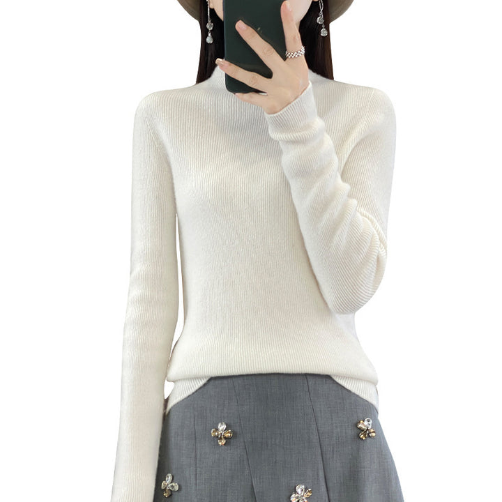 Damen Premium-Feinstrick-Mockneckpullover mit extra langen Ärmelabschlüssen und feiner Rippenstruktur Echoarchiv
