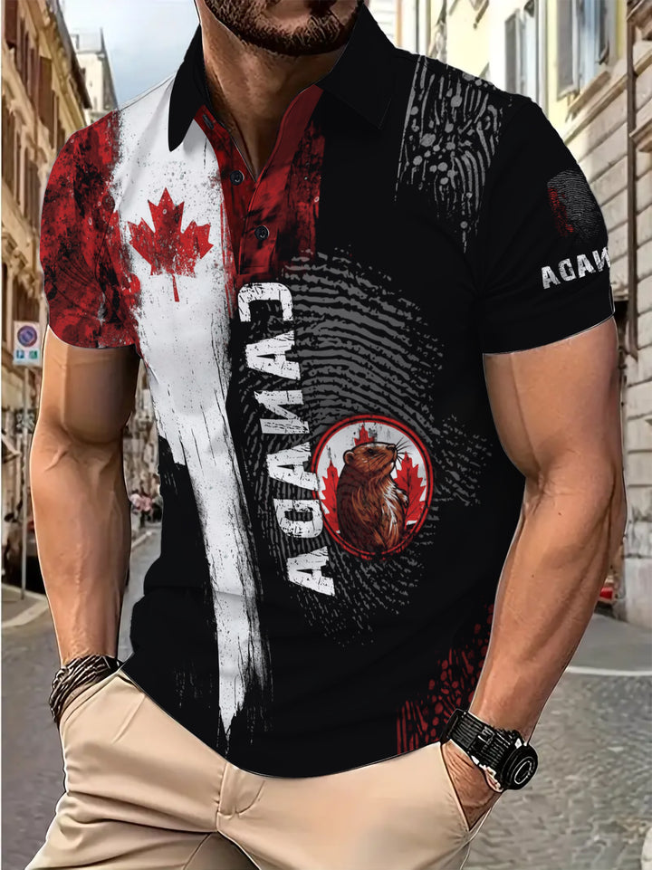 Herren Poloshirt mit kreativem Kanada-Motiv Echoarchiv
