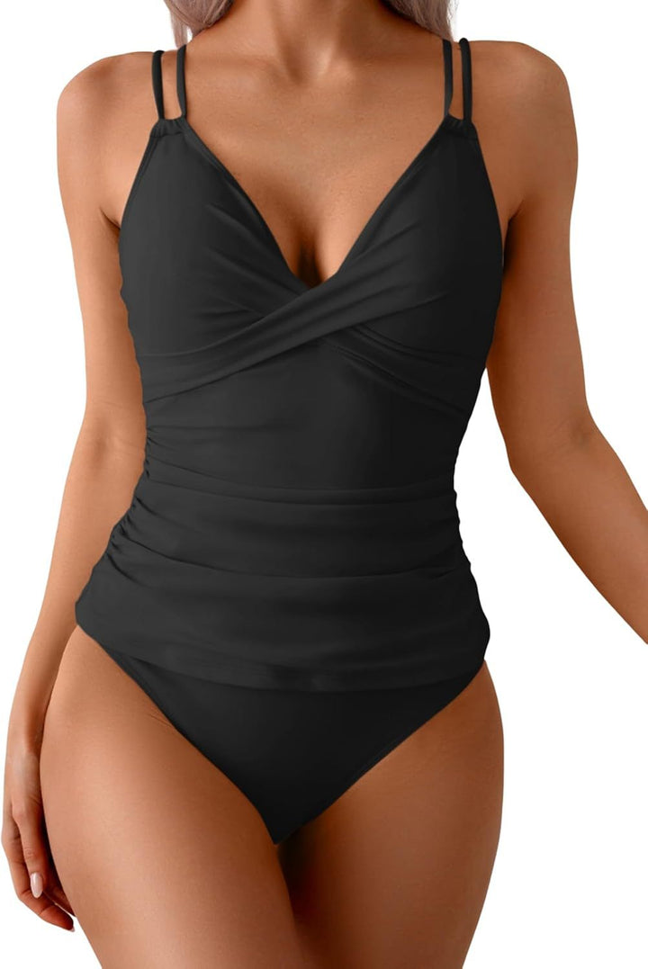 Damen Einteiler Badeanzug mit elegantem Wickel-Design und femininem Schnitt Echo Archiv