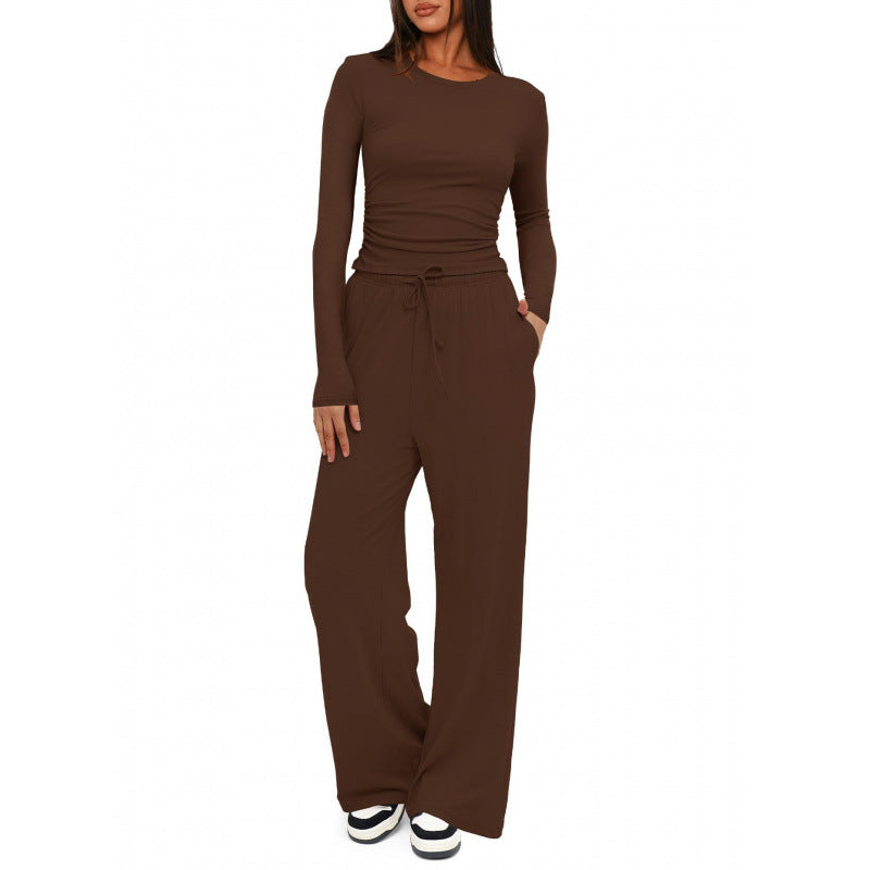 Damen Relax-Freizeithose mit extra weitem Bein, elastischem Bund und Kordelzug Echoarchiv