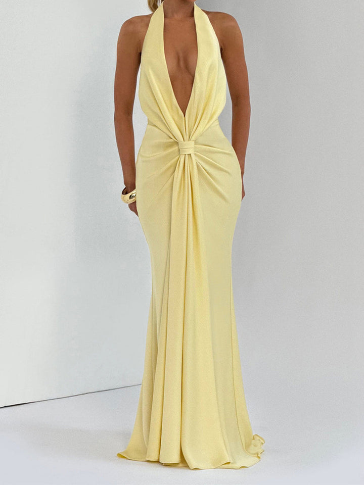 Damen Elegantes Maxi-Kleid mit tiefem V-Ausschnitt und drapierten Details Echo Archiv