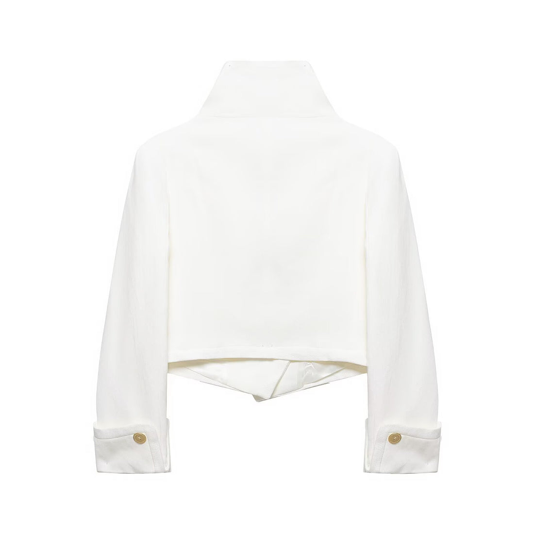 Damen Cropped Doppelreiher-Blazer mit hohem Stehkragen und Zierknöpfen Echoarchiv