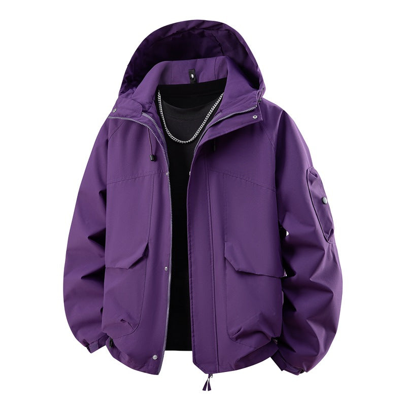 Herren wasserdichte Kapuzenjacke für den Außenbereich mit winddichter Membran, verstellbarem Saum und multifunktionalen Taschen – Cavarno