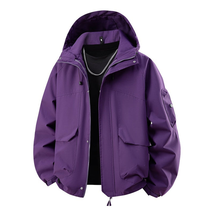 Herren wasserdichte Kapuzenjacke für den Außenbereich mit winddichter Membran, verstellbarem Saum und multifunktionalen Taschen – Cavarno