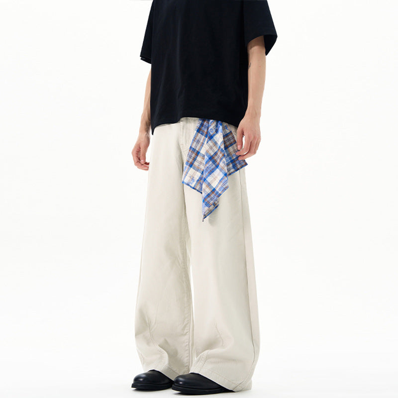 Herren Extraweite Baumwoll‑Twill‑Palazzohose mit markanten Saumnähten und skulpturaler Form Echo Archiv