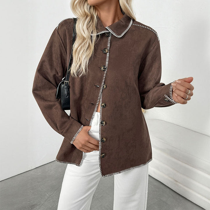 Damen Elegantes Overshirt aus Velourslederimitat Echo Archiv