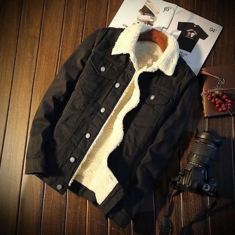 Herren Lässige Denimjacke mit Fleecefutter Echoarchiv