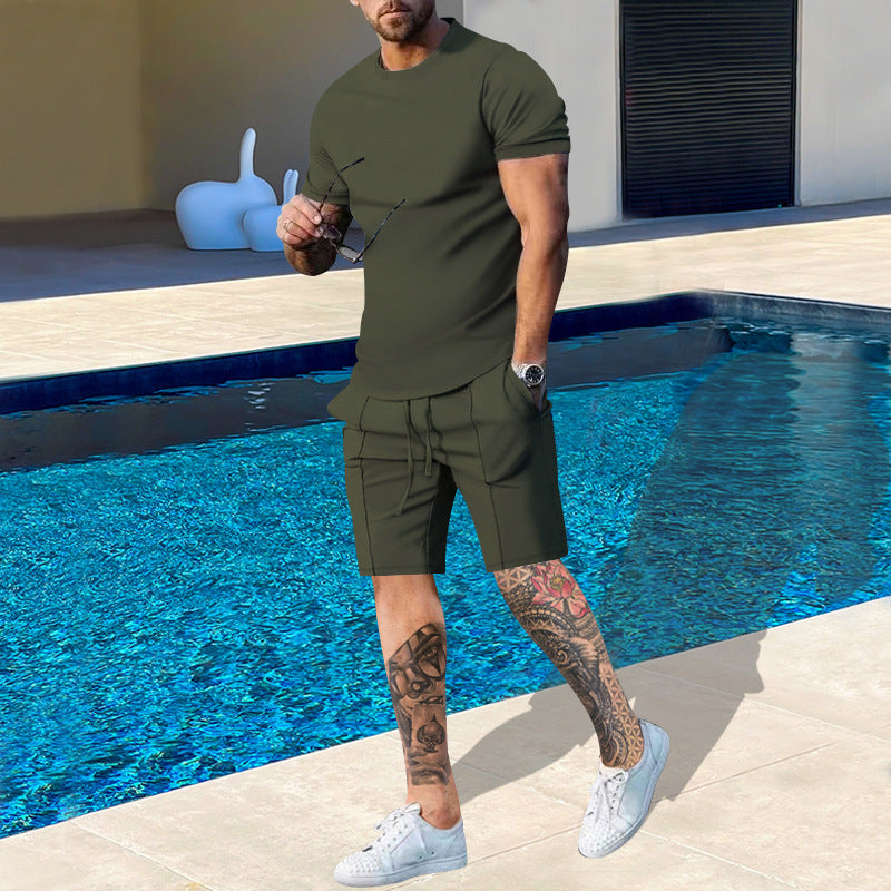 Herren Sportliches Kurzarm T-Shirt mit passender Jersey-Shorts Echoarchiv
