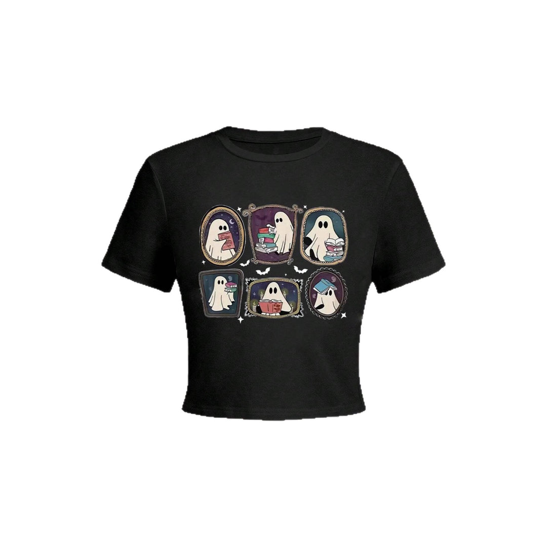 Damen Crop-T-Shirt mit verspieltem Geistermotiv Echo Archiv