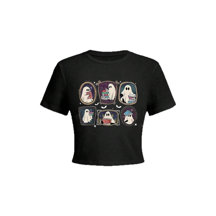 Damen Crop-T-Shirt mit verspieltem Geistermotiv Echo Archiv