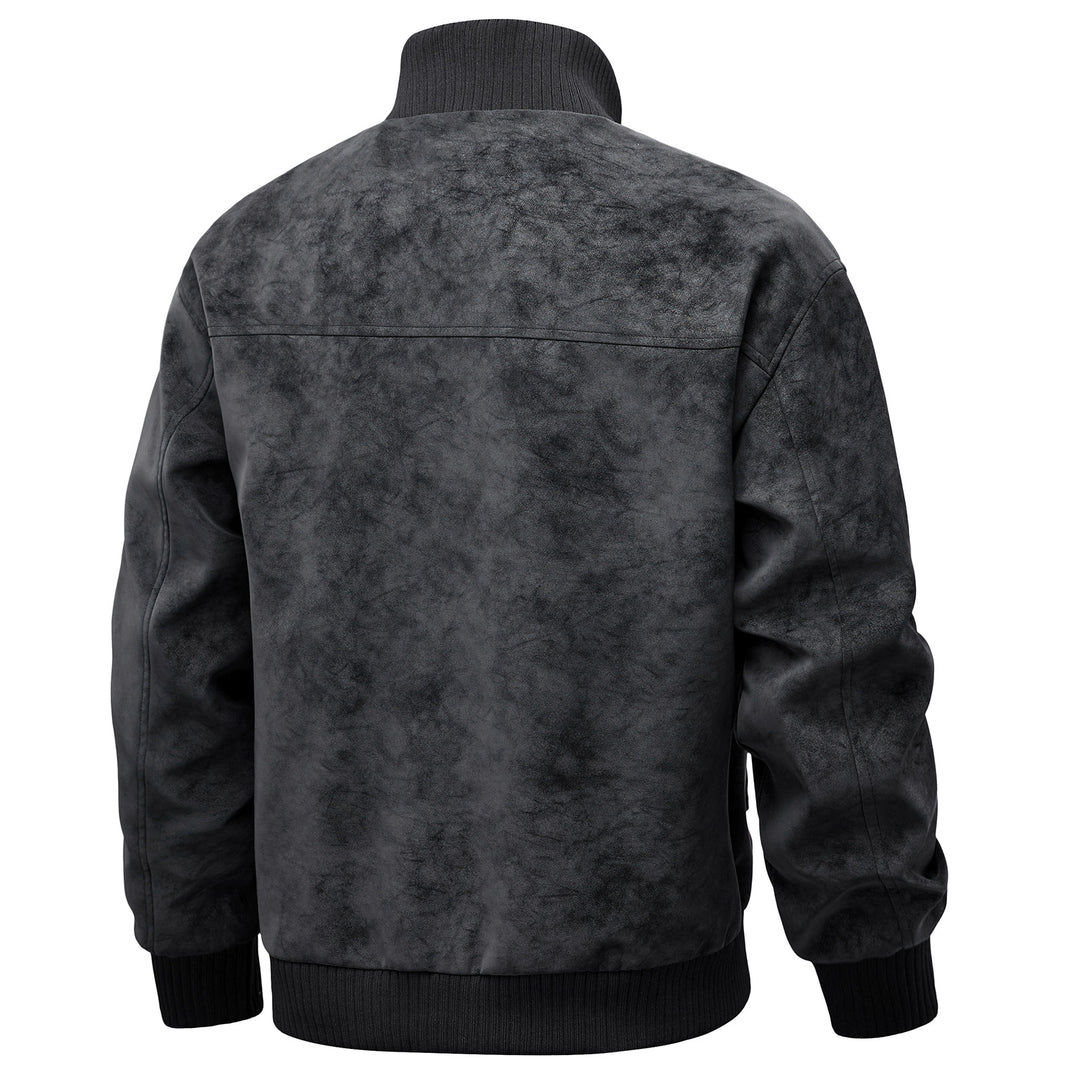 Herren elegante Kunstlederjacke im sportlichen Design mit Stehkragen und praktischen Taschen Echoarchiv