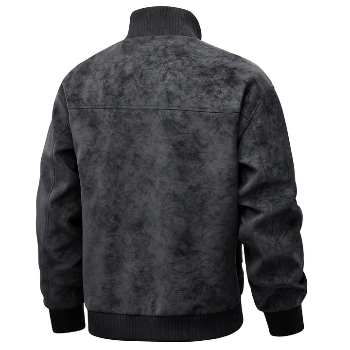 Herren elegante Kunstlederjacke im sportlichen Design mit Stehkragen und praktischen Taschen Echoarchiv